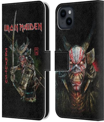 Head Case Designs Offizielle Iron Maiden Album-Cover Senjutsu Leder-Wallet-Hülle Kompatibel mit Apple iPhone 15 Plus