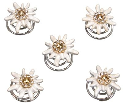 Alpenflüstern Trachten Haar-Curlies Edelweiss Greta 5-er Set (creme-weiß) ADV143