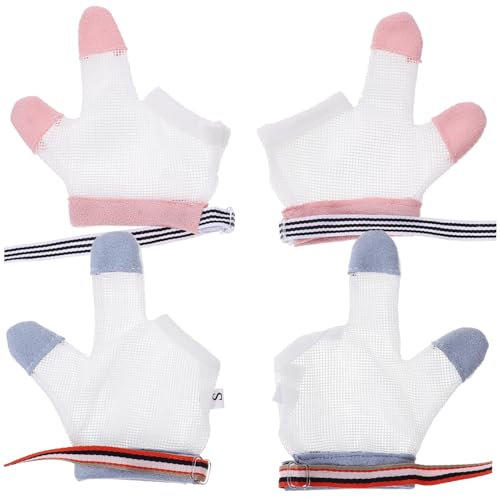 Toyvian 6pairs Finger Sucking Prevention Gloves Scratch Mittens for Breathable Cloth Design for Newborns to Stop Thumb Sucking