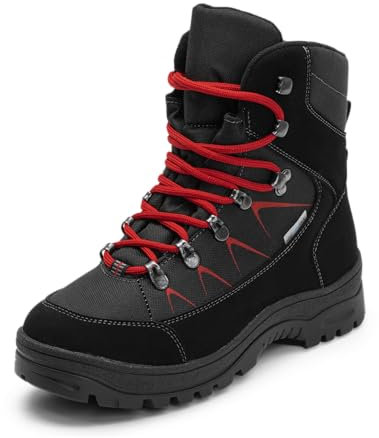 VITAFORM Trekkingschuhe Damen Winter Gefüttert - Warme Wanderschuhe Damen - Inkl. Ausklappbare Spikes schwarz 39