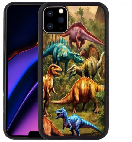 Xioolia Case Suitable for iPhone 11 Pro Max Designer Dinosaurs Art-aa5 Design Pattern Soft Black TPU Rubber and PC Anti-Slip Full Body Protective Phone Case
