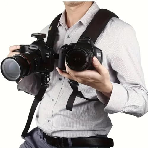 Laven & Ivory Double Camera Harness Shoulder Strap for Easy DSLR Access, Adjustable Dual Camera Harness for Photographers - Quick Release Safety Lock & Comfortable Padded Design