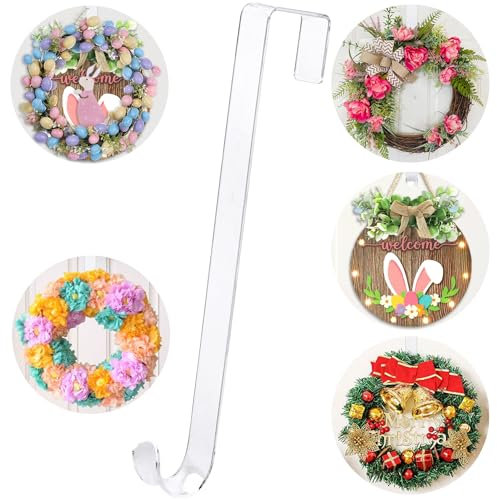 UMIHHONZ Lot de 1 crochet de couronne de 30,5 cm pour porte d'entrée, crochets de porte anti-rayures pour Pâques, automne, Halloween, Noël, intérieur et extérieur, panneau de bienvenue pour décoration