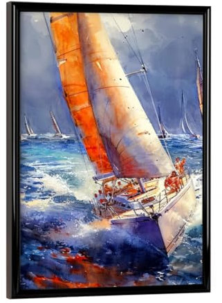 artboxONE Poster mit schwarzem Rahmen 18x13 cm Sport Yacht-Rennboote M - Bild Yacht Boote malerei