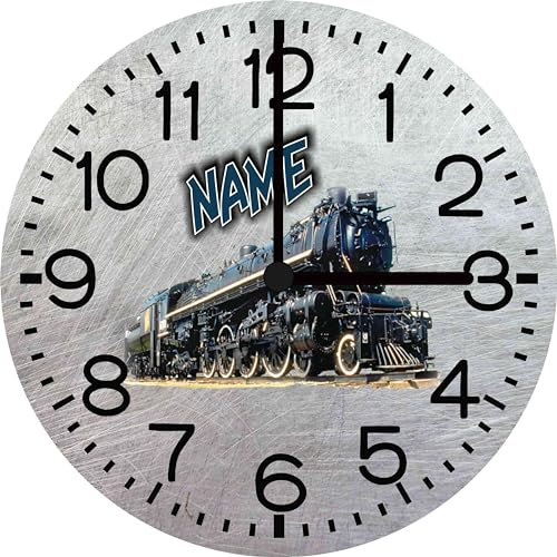 Print Equipment (20.00) Wanduhr Glasuhr Kinderuhr - 29 cm - Eisenbahn Lok Lokomotive Zug Dampflok - gern mit Ihrem Wunschnamen