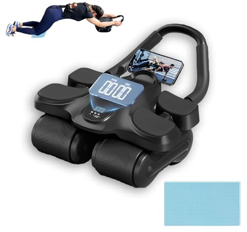 Bauchroller, Bauchroller Bauchmuskeltrainer Vierrad-Auswuchten Mit Timer Und Geräuschlosem Design, Bauchtrainer Roller Automatischer Rückprall Geeignet Für Die Fitness Von Erwachsenen Und Kindern.