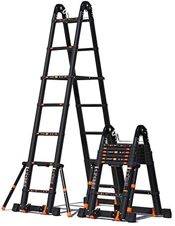 Teleskop-Verlängerungsleiter, 5,8 m/19 Fuß, Faltbare Mehrzweck-Teleskopleiter mit A-Rahmen, Aluminium-Teleskopleiter für Dachböden/Heim, Verlängerungsleiter, 330 Pfund Tragkraft Beauty Comes
