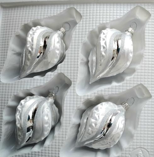 Jingle Bells Lauscha - Gedrehte Rillenkugel 4er Set - Hängender Baumschmuck - Glas - Weihnachten