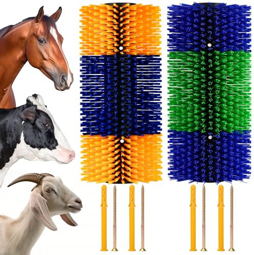 DiDiBirDi Vieh Kratzbürste 2 Pcs Pferde-Rückenkratzer lindert Juckreiz und Reinigt Massagebürsten-Set,Kratzbürste Für Nutztiere Halbrunde Kratzbürste für Rinder Schafe Pferde Schwein 4 Schrauben