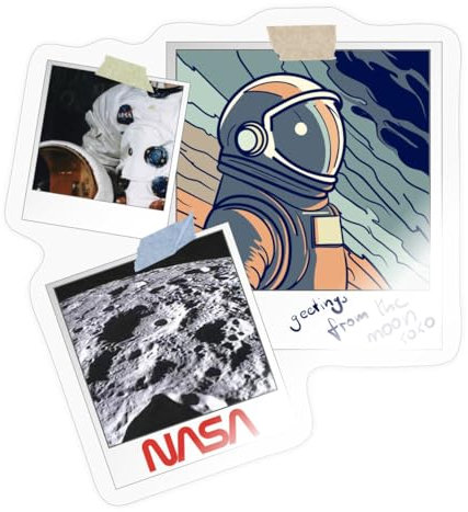 Spreadshirt NASA Greetings From The Moon Design Sticker, max. 10 x 10 cm, 10 x 10 cm, Transparent glänzend