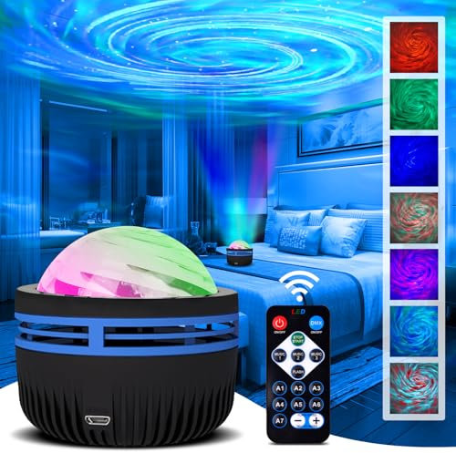 Nordlicht Projektor, LED Sternenhimmel Projektor Kinder, Polarlicht Lampe Aurora Projektor mit Fernbedienung & 7 Lichteffekten, Galaxy Projector Nordlicht Lampe für Zimmer Deko Geschenk (A)