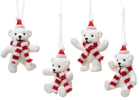 Christbaumschmuck Eisbär Kunststoff 9,5cm - Figur zum Aufhängen - 1 Stück sortiert - bruchfest - Weihnachtsbaum Anhänger für Weihnachten - Christbaumanhänger & Weihnachtsbaumschmuck - Tiere Bär Weiß