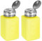 sourcing map 2pcs Solvent Alcohol Dispenser 200ml(6.7oz) Push Down Liquid Dispenser Pump Bottle with Sealing Stainless Steel Lid for Acetone Solution, Yellow