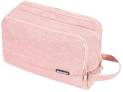 WANDF Kulturbeutel Herren Rucksack Damen Kosmetiktasche Waschtasche für Männer & Frauen in Premium Qualität (Denim Pure Rosa)
