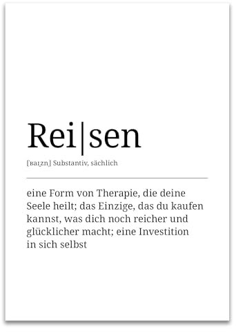 ARTFAVES® Poster Definition Reisen | Worterklärung Duden Lexikon Wanddeko Wandbild Spruch als Geschenk | ohne Rahmen | 21 x 30 cm
