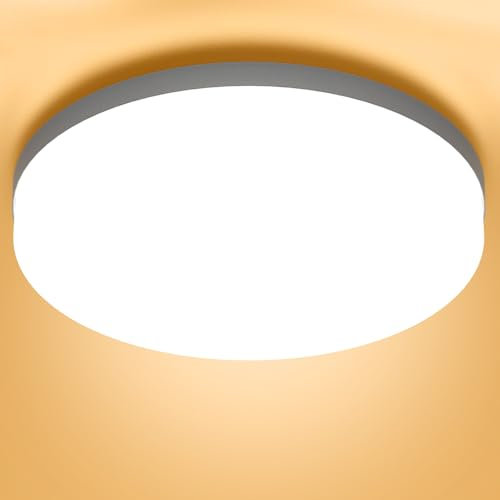 MGEELED Deckenlampe LED Deckenleuchte Flach 36W 3000K 4300LM Badezimmer Lampe Rund Badlampe Küchenlampe kellerlampe Decke für Flur Schlafzimmer Wohnzimmer Balkon Ø23CM