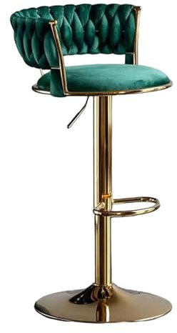 EUEIQCBZ Luxuriöser Samt -Schwenkbarhocker -Set mit Verstellbarer Höhe gewebter Fußstütze und goldenen Beinen perfekt für Kücheninseln Counter Esszimmer im grünen Set von 2 3 4 6 erhältlich