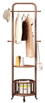 Portemanteau sur Pied Porte-Manteau en Bois Massif de Luxe léger, Cintre sur Pied, entrée, Salon, Porte-vêtements, Support de Rangement Mobile Portemanteaux pour entrée(Walnut Color,Moyen)