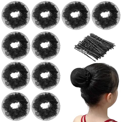 KUMSODE 10 Stück Dutt Netz, Haarnetz, Dutt Netz Kinder, Bun Elastisches Haarnetz, Elastisches Haarnetz, Knotennetz Frisurenhilfe Bun für Balletttanz Dance Tänzer, Nurse, Perücke und Haarfixierung