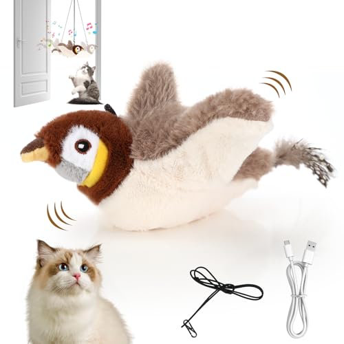 Collazoey Katzenspielzeug Vogel Fliegt Elektrisch, Flapping Bird Cat Toy, Elektrisches Vogelspielzeug für Katzen, Intelligenz Aufladbares Katzen Spielzeug für Katzen zum Spielen Treten