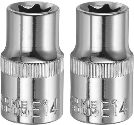 QUARKZMAN 2 dadi E-Torx 1/2 attacco E14 esterni profondi 1.5 lunghezza | a 6 punte splinate, per auto manutenzione casa fai-da-te, in CR-V