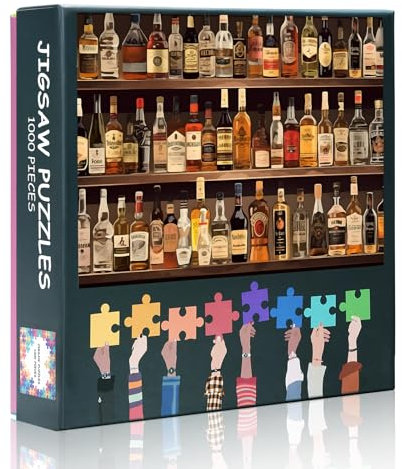 Schnapsflaschen 1000 Stück Puzzle für Erwachsene, Whiskey Puzzles 1000 Stück schwierig und herausfordernd, 27,5x19,7 Zoll Familie Puzzle Spielabend Geschenk & Home Decor (Bar Serie)