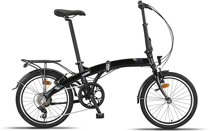 PACTO Three - Folding Bike - Aluminum frame - 6 gears - V-brakes - Completely equipped - Dutch foldable bike - Black
