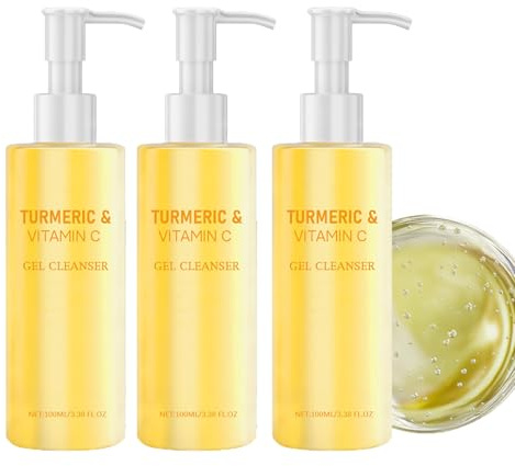 Turmeric Vitamin C Facial Cleanser, Foaming Cleanser, Deeply Cleansing, Gentle Exfoliating, Improves Dullness, Moisturizes Nourishes, Brightening, Improve Dryness and Tightness (3pcs)