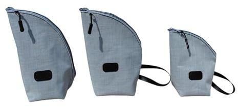 Genérico Set Matero de 3 Piezas, Yerbera, Azucarera y Portamate, Tela Impermeable Gris, Hecho a Mano, con Manija de cuero, Interior forrado, Regalo Original
