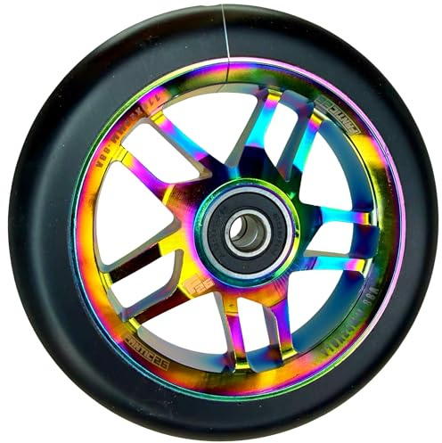 F26 Stunt Scooter Rolle, Spy7, 110 mm, Base Neochrom/PU Schwarz