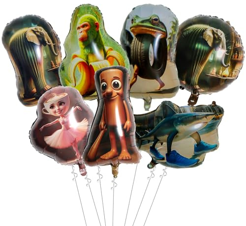 Tourima Brainrot Alufolienballons Set, Italian Brainrot Figuren Ballons, Brainrot Geburtstag Deko Kinder, Geburtstagsdeko Junge, Partydeko Geburtstag, Happy Birthday Ballon, Birthday Decorations