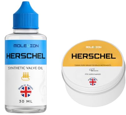 Molevion Herschel Synthetic Brass Care Kit | Synthetic Valve Oil 30 ml + PTFE Super-Charged Tuning Slide Grease 10 g – Fast Valves, Smooth Slides & Corrosion Protection