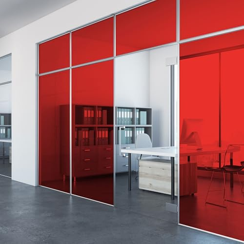 Stained Glass Window Film Red 50 x 100cm, Self-Adhesive | Vinyl decorative layer with transparent stained-glass effect, UV-protective, ideal for doors, dividers and interiors.