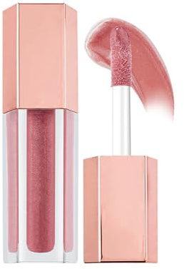 Hydrating Lip Glow Oil, Shimmering Long-Lasting Lip Gloss with Fine Glitter, Glossy Lip Tint for Luminous Lips, Shiny Pink