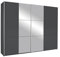 Rauch Möbel Kronach Schrank Schwebetürenschrank, 2-türig, Grau metallic, Schwarz, mit 2 Spiegel, inkl. Zubehörpaket Basic 3 Kleiderstangen 3 Einlegeböden, BxHxT 261x210x59 cm