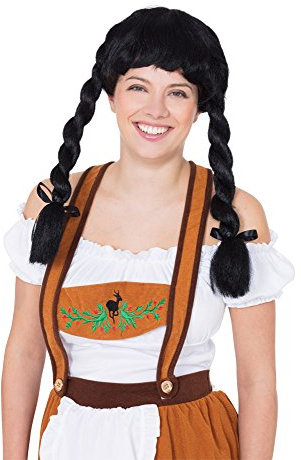 Bristol Novelty BW943 Fraulein Pigtails Wig black, One Size