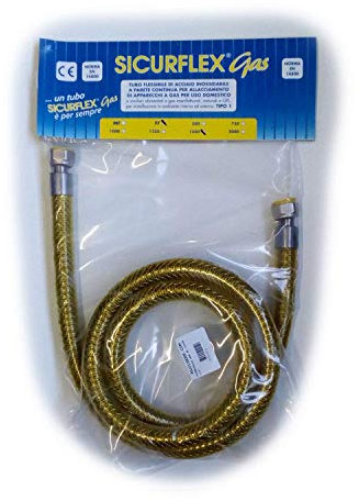 Tubo flessibile acciaio inox laccio gas per gpl e metano 1/2 FF femmina femmina cucina (200cm)