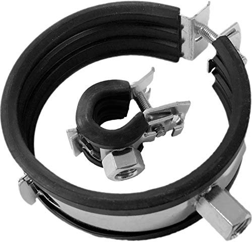 ROHRSCHELLEN mit Kippschraube und Schallschutz | Für Rohr 1/4 bis 4 Zoll (10 bis 116mm) | WUNSCHGRÖSSE Stockschrauben Dübel einfach auswählen >>> 1 Rohrschelle 4 Zoll (102-116mm)