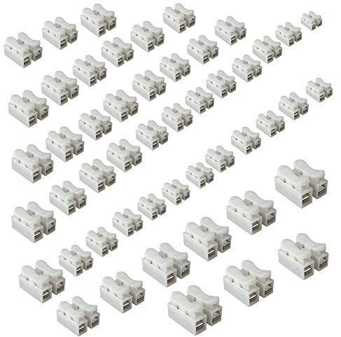 Confezione da 50 connettori a molla CH2, connettori a morsetto, morsetti a innesto rapido, cavo connettore per la striscia LED, 2 poli