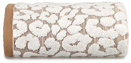 Allure Leopard Hand Towel, 100% Cotton, Luxury Jacquard Print, Soft & Absorbent, 50cm x 90cm (Natural)