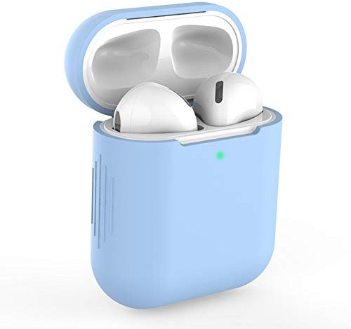 KOKOKA Case Cover Compatible with AirPods 2&1, Silicone Shockproof Case Cover for Airpods 2&1 Front LED Visible Support Wireless Charging, Sky Blue