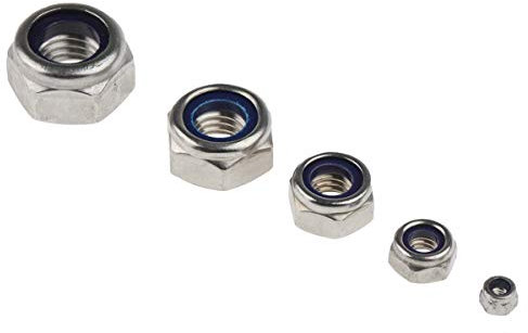RS PRO Edelstahl M10, M12, M3, M4, M5, M6, M8 Selbstsichernd Muttern Sortiment, 545-teilig, A2 304, Glatt
