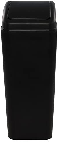 Farmoon Slim Waste Bin, 14L Modern Swing Lid Trash Bin, Black