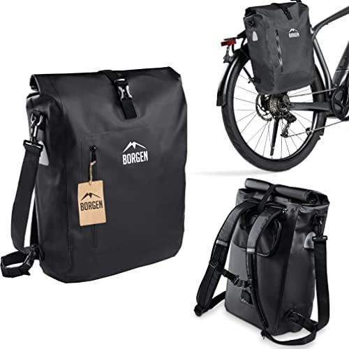 Borgen 3in1 Bike Bag - Additional Shoulder Strap and Laptop Bag - Can be Used as a Pannier Bag, Roll Top Backpack and Bike Backpack