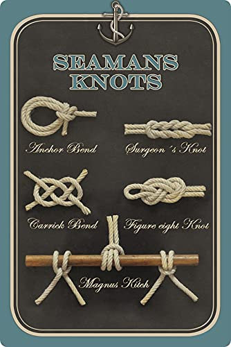 Metall Schild 20x30cm Seemannsknoten Knoten Seemann Blechschild