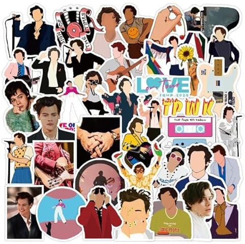 Harry Styles Aufkleber für Laptop(50 PCS),Geschenk für Kinder Teens Erwachsene Jungen,Harry Singer Aufkleber für Wasserflaschen,Vinyl Stickers für Fahrrad,Scrapbook,Skateboard,Auto Motorrad