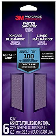 Pro Grade Precision Hojas de lijar 3M Pro-Grade grano 100 (intermedia), 127100TRI-6, 9,29 cm x 22,8 cm, 6/paquete gris
