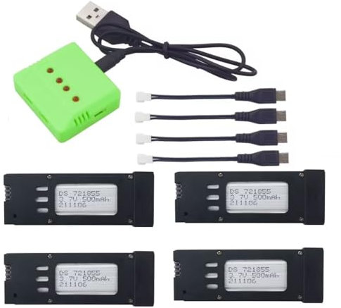 4PCS 3.7V 500mAh Lithium Battery with 4 in 1 Charger for E58 S168 JY019 Folding Quadcopter Parts Aerial Photography RC Drone Battery