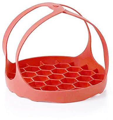 Pressure Cooker Sling, Silicone Bakeware Sling for 6 Qt / 8 Qt Instant Pot and Multi-Function Cooker Anti-scalding Bakeware Lifter Steamer Rack with Handles Silicone Hot Pan (Red)