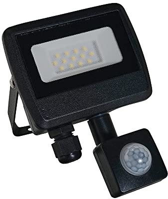 MiniSun | 10w LED Slimline IP65 Black Outdoor Flood Wall Light | Flood & Spot Lighting, Home Décor & Improvement Essential | Includes Bulb [6500K Cool White]